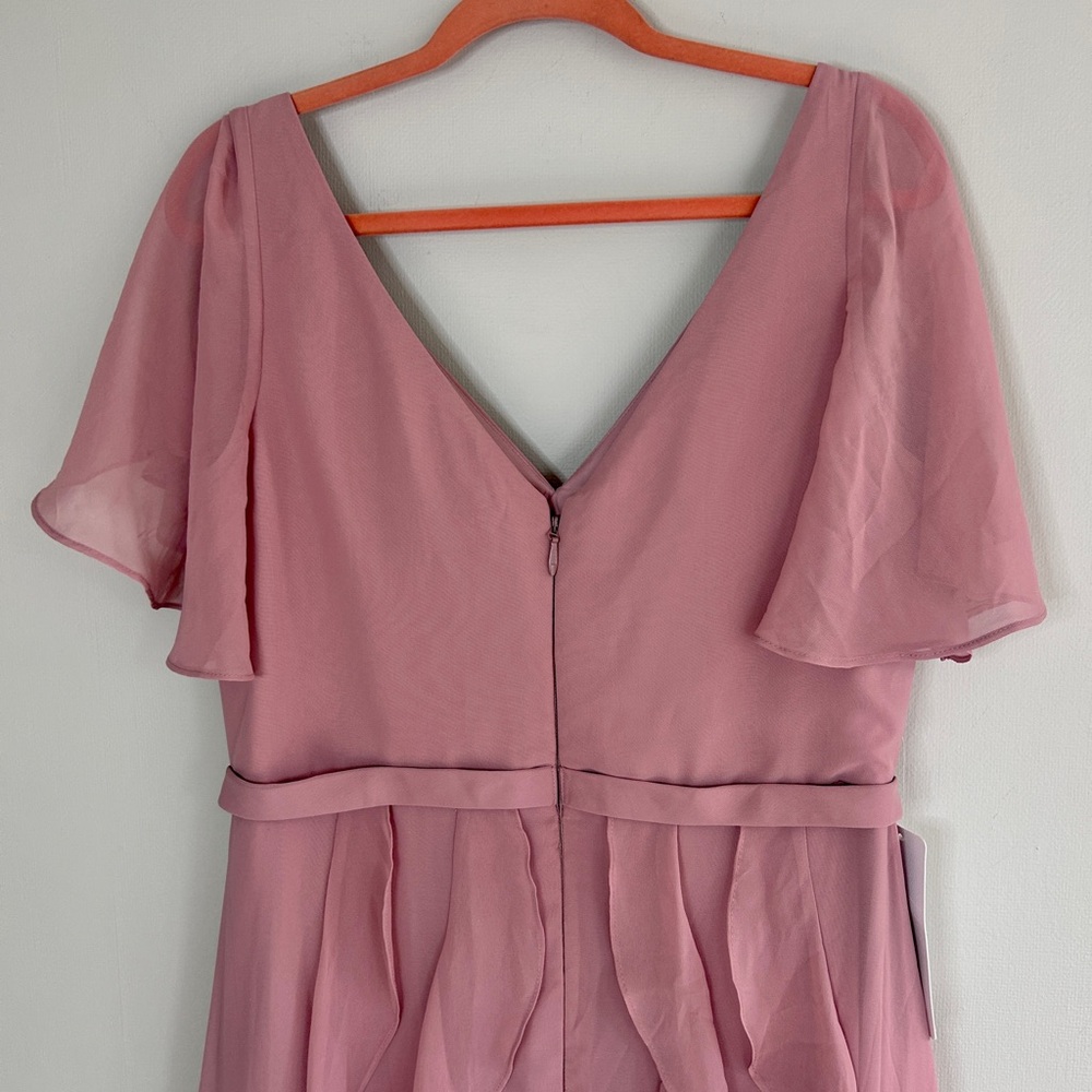 NWT AZAZIE Watson Dusty Rose Mauve Chiffon Gown Formal Maxi Dress Bridesmaid 14 - Picture 12 of 14
